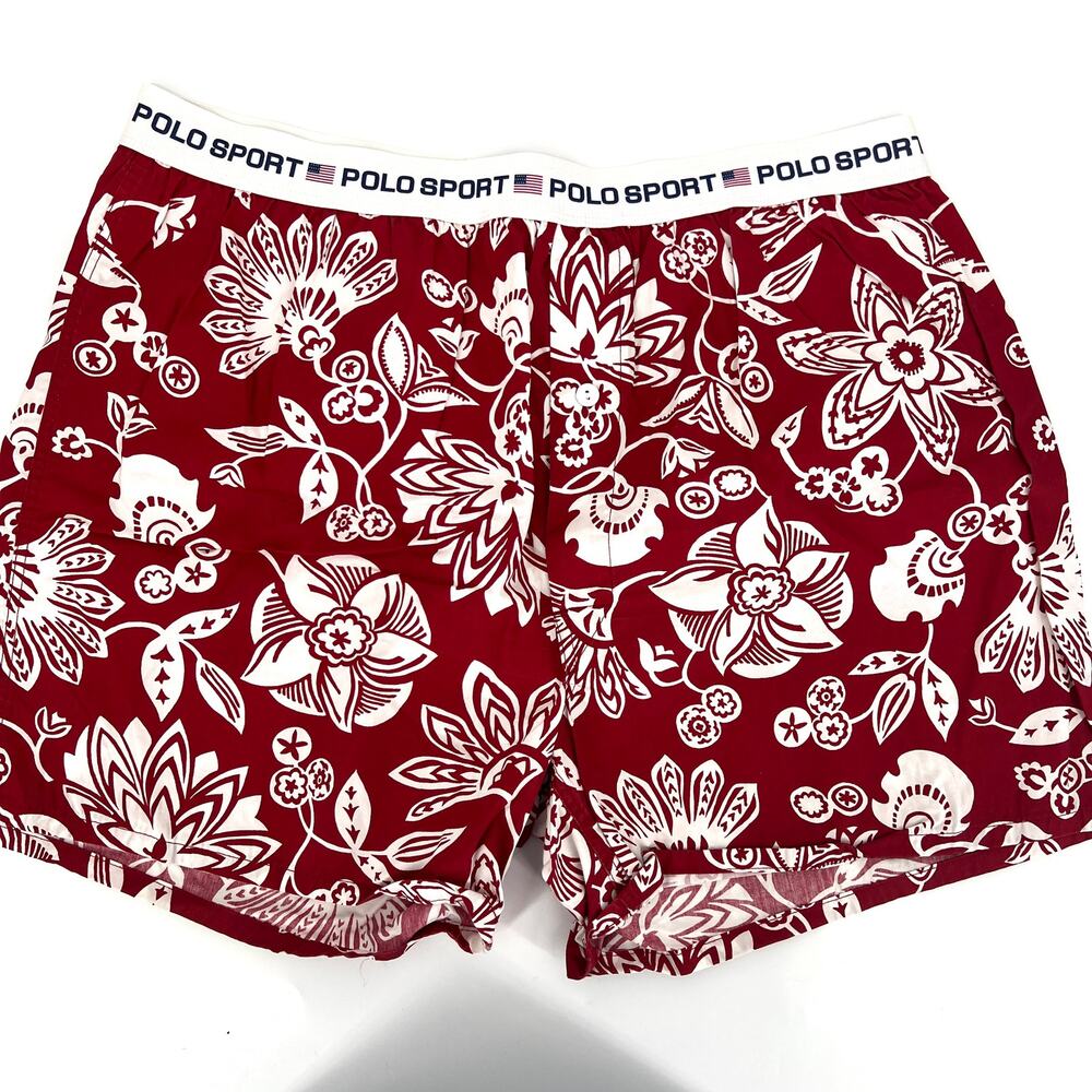 Polo by Ralph Lauren Mens Red Tropical Print 100% Cotton Boxer Shorts Size 38